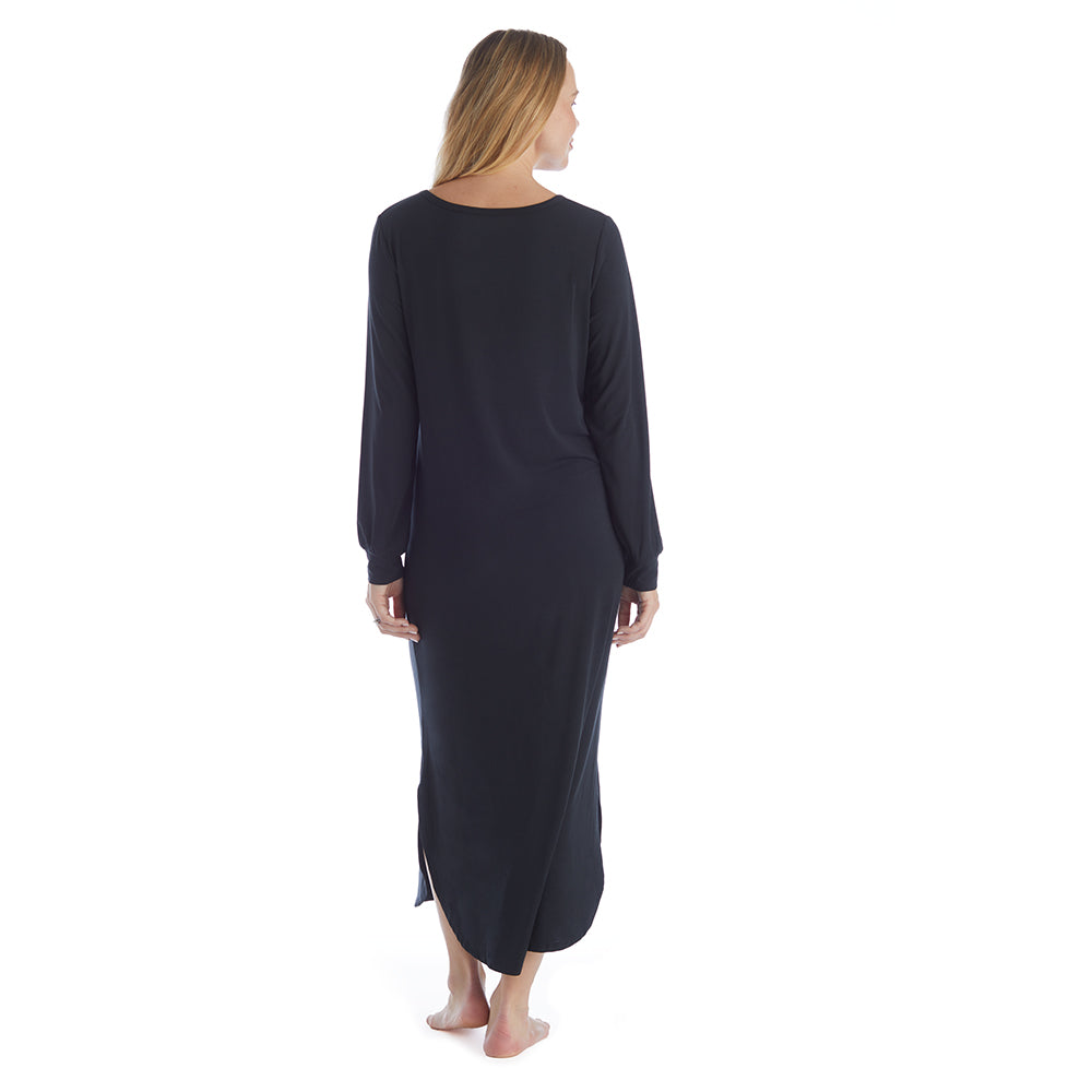 Jess - Long Sleeve Nightgown Black