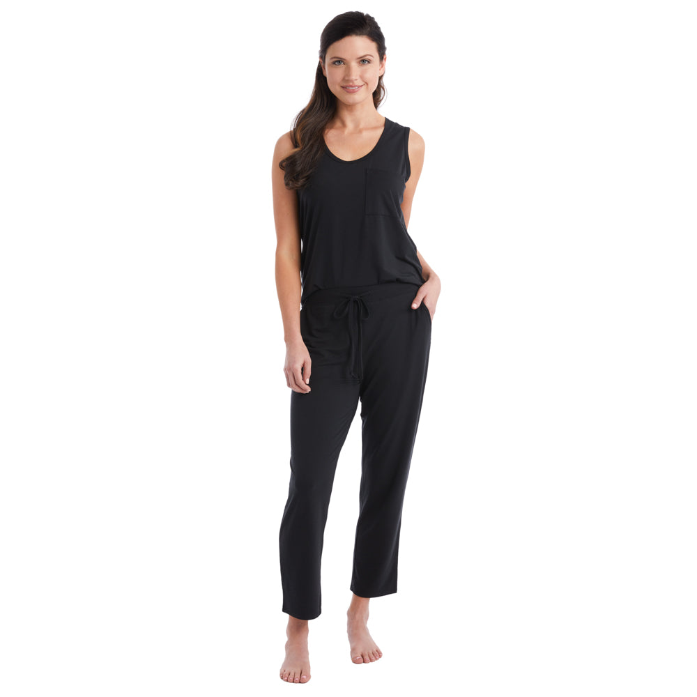 Boyfriend - Pocket Muscle Tank with Flood Pant PJ Set Black