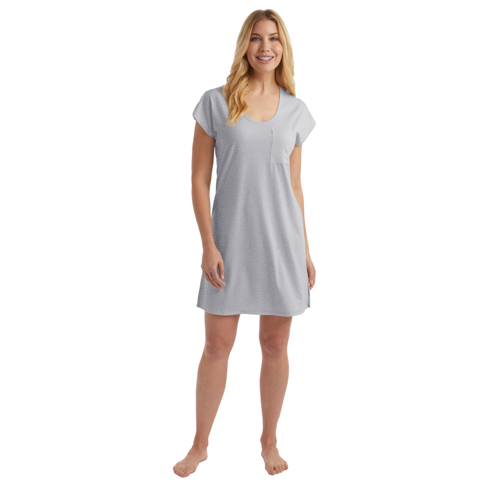 Boyfriend - 36" Cap Sleeve Sleep Shirt with Pocket Heather Grey