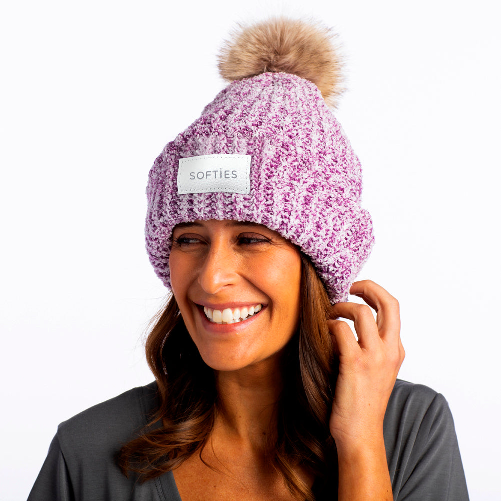 Marshmallow Beanie with Pom Antique Fuchsia