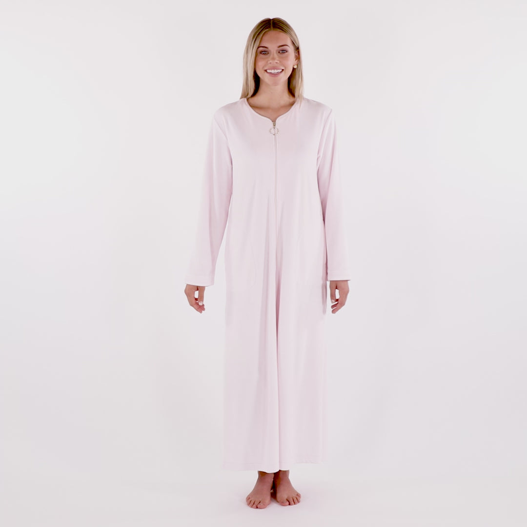 Serenity Shear Mink Zip Robe Blush Pink