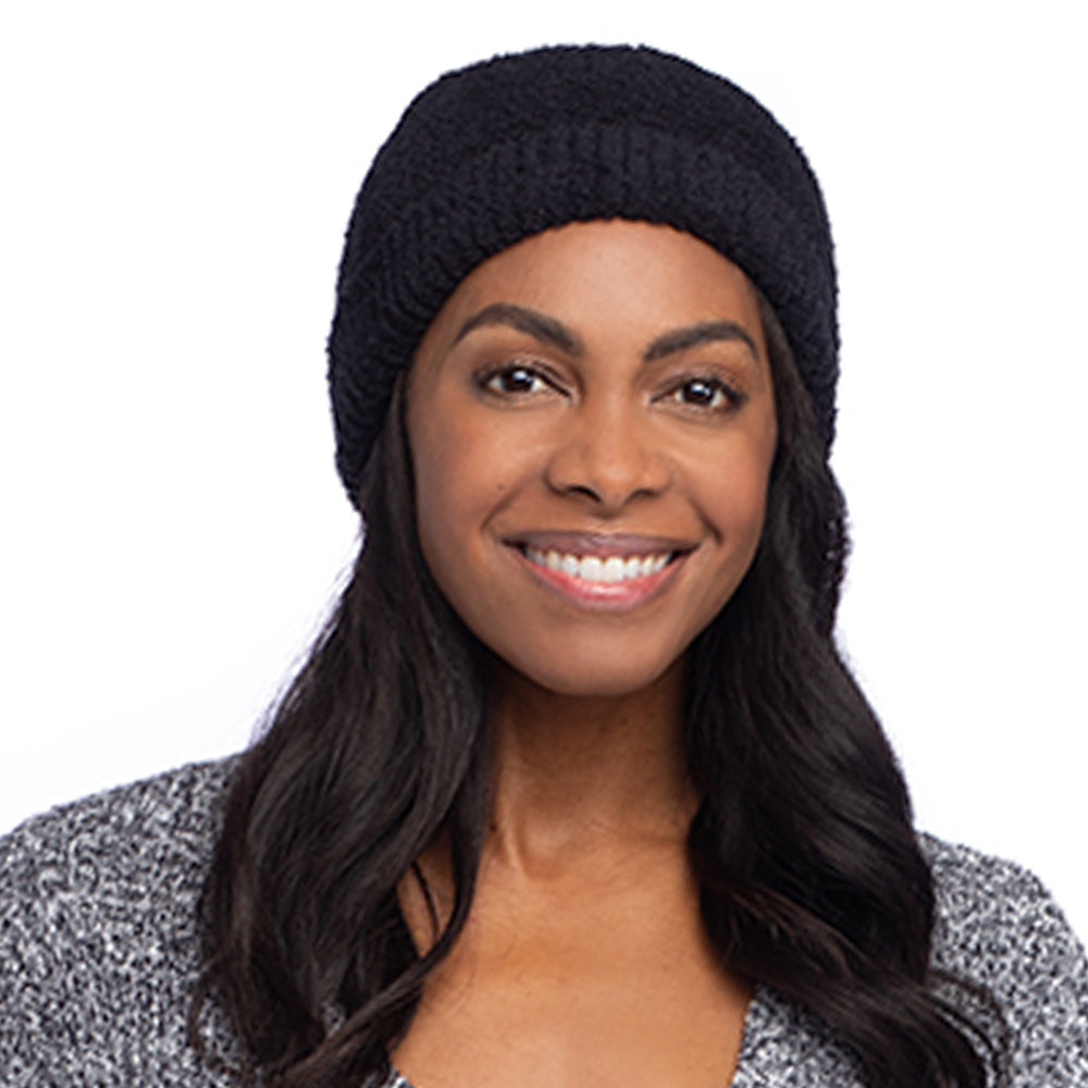 Chunky Rib Marshmallow Beanie Black