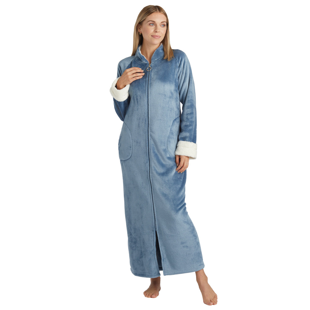Plush Mandarin Collar Zip Robe Spring Lake