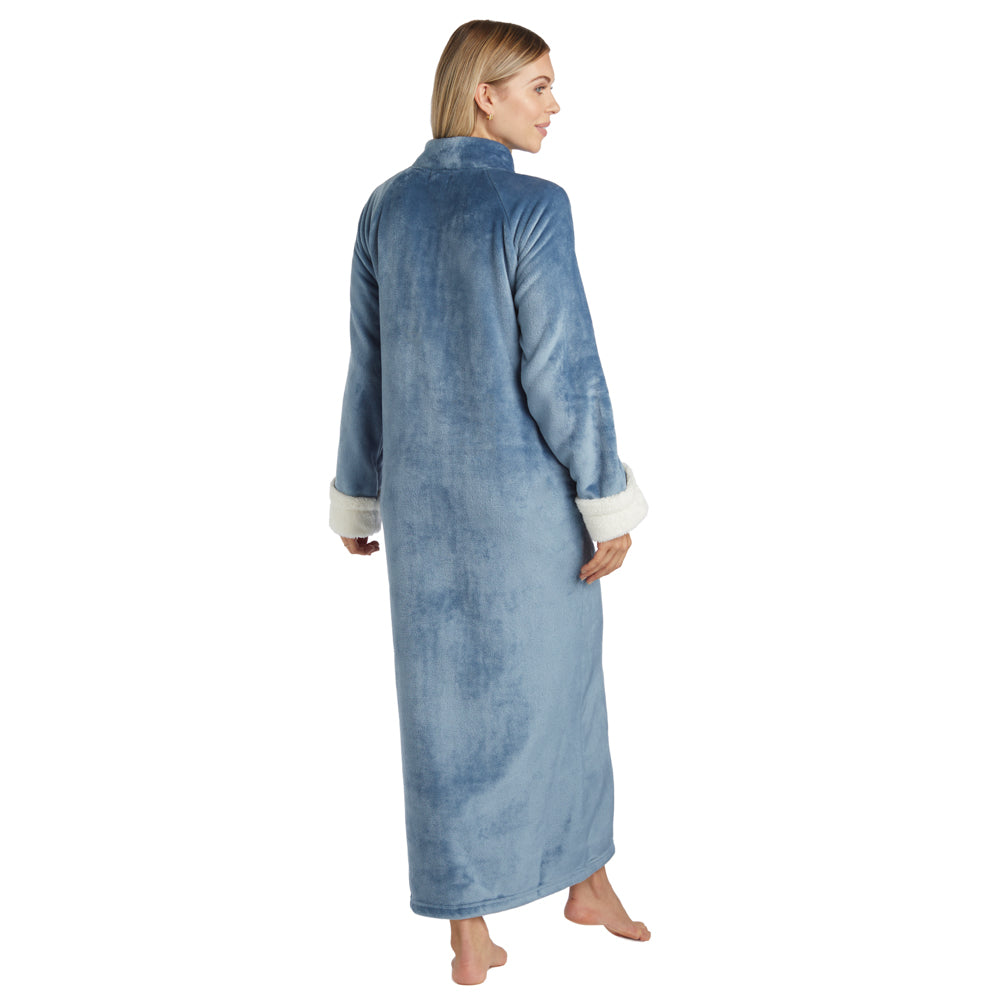 Plush Mandarin Collar Zip Robe Spring Lake