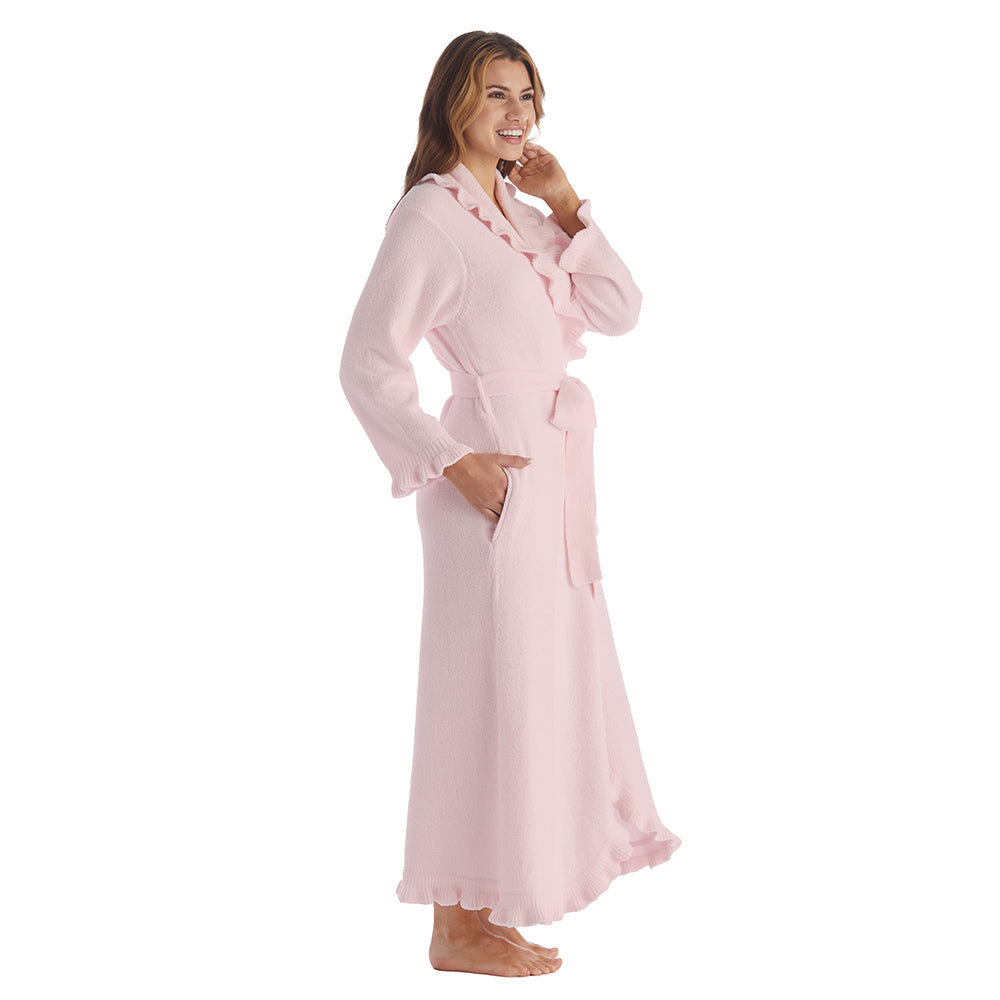 Ruffle Chenille Robe Light Pink