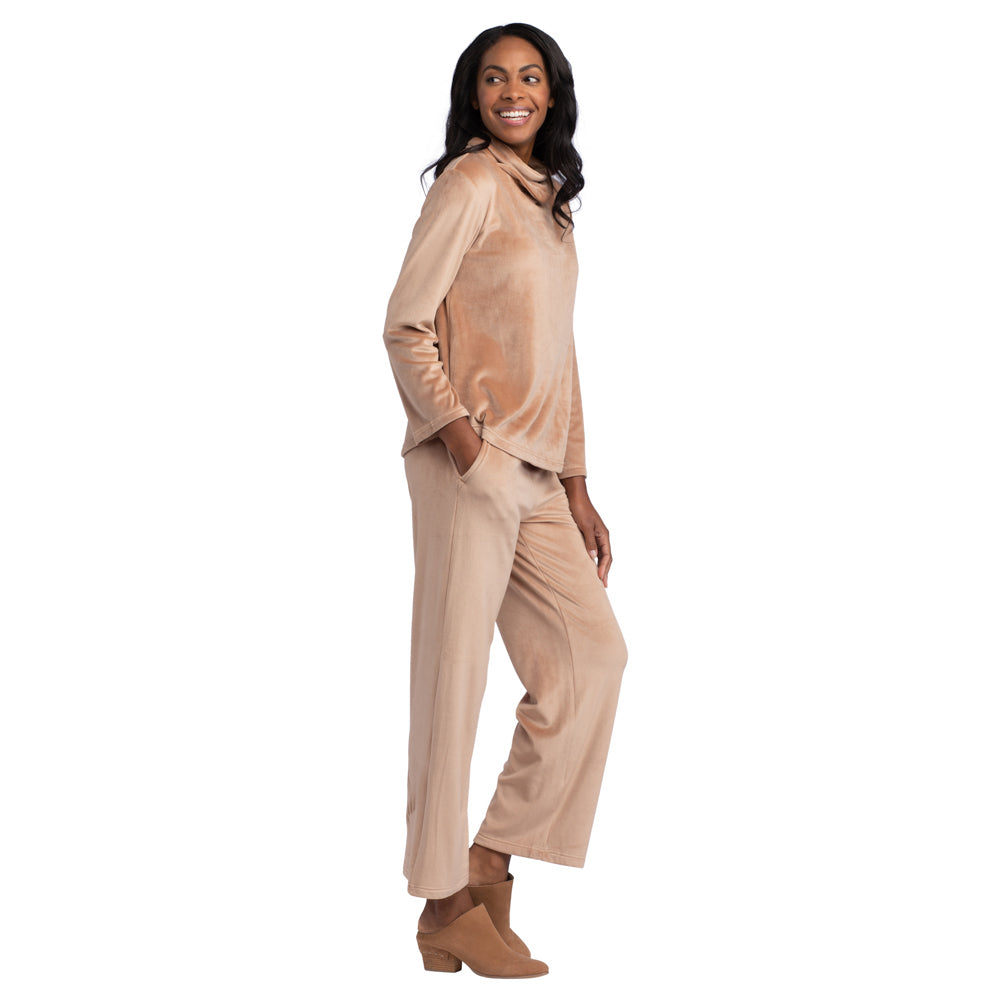 Feather Velour Funnel Neck Lounge Set Birch