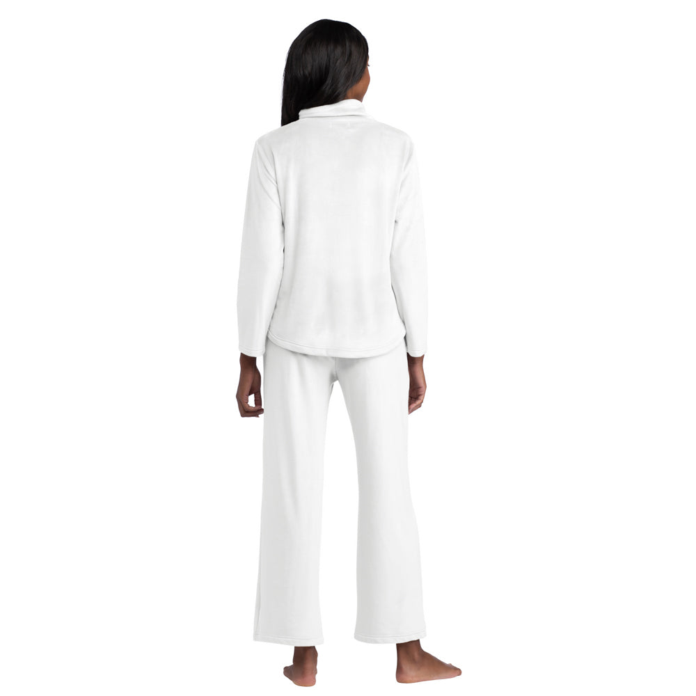 Feather Velour Funnel Neck Lounge Set Cloud