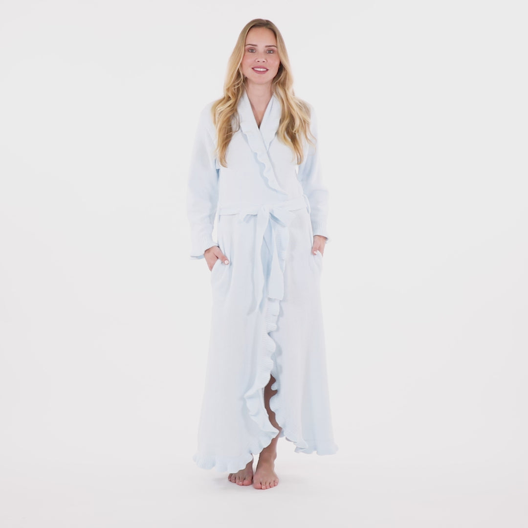 Ruffle Chenille Robe Light Blue