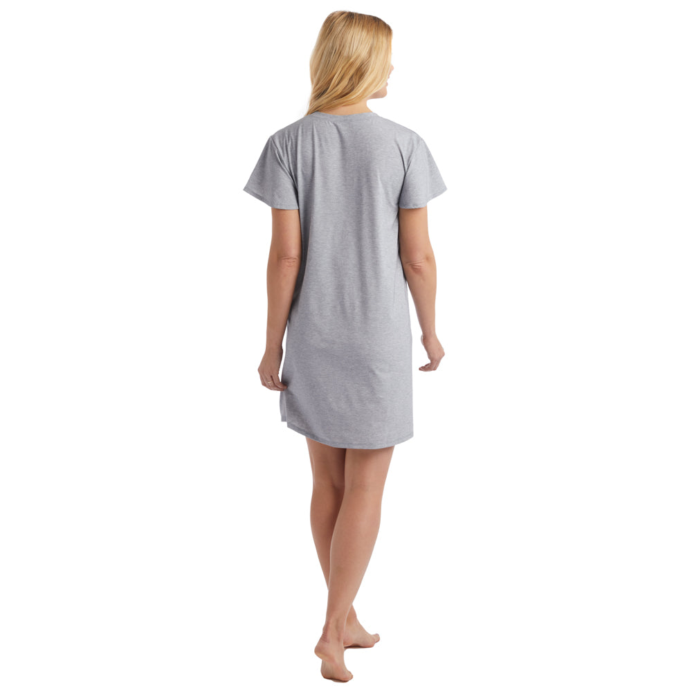 Brie - 36" Flutter Cap Sleeve Sleep Shirt Heather Grey
