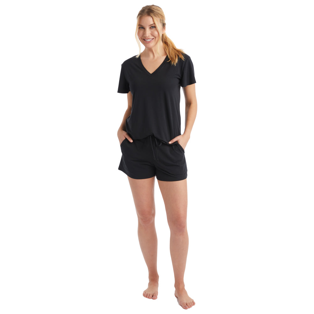 Brie - Flutter Sleeve Short PJ Black