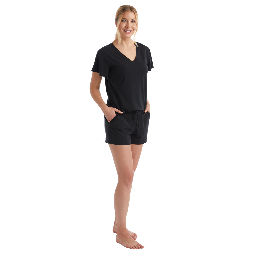 Brie - Flutter Sleeve Short PJ Black