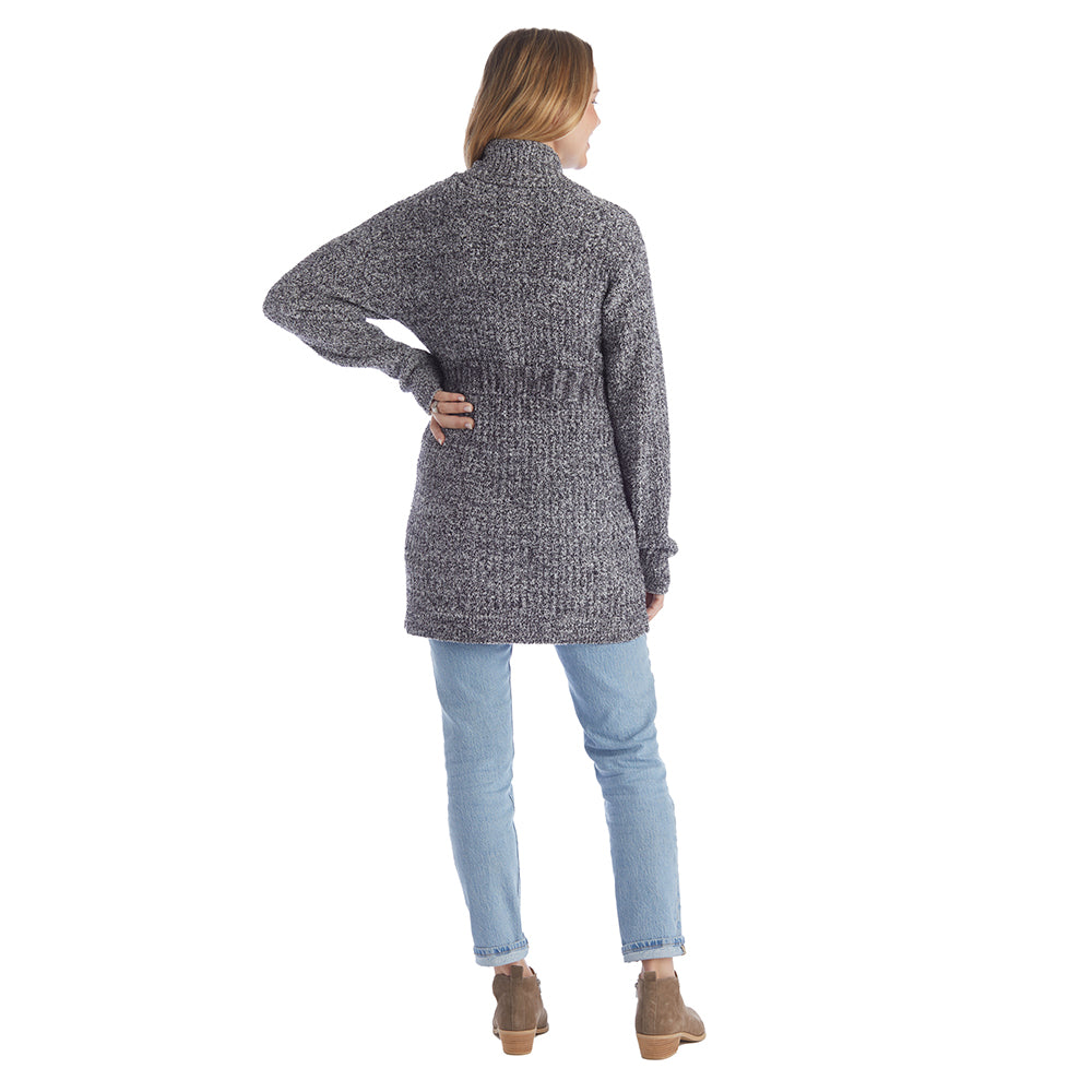 30" Marshmallow Button Down Cardigan with Belt Heather Black