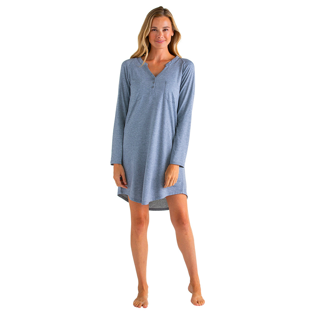 36" Double Patch Pocket Raglan Sleep Shirt Grey