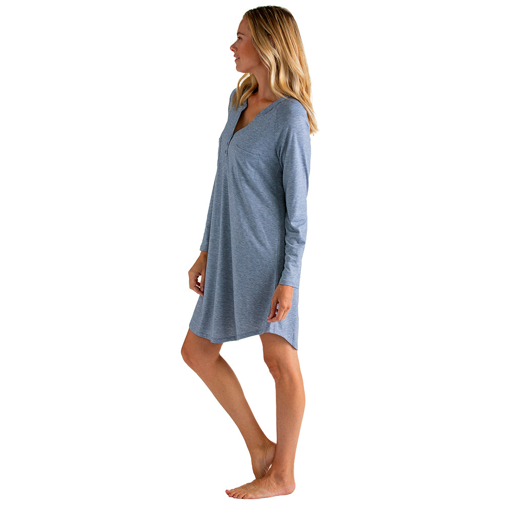 36" Double Patch Pocket Raglan Sleep Shirt Grey