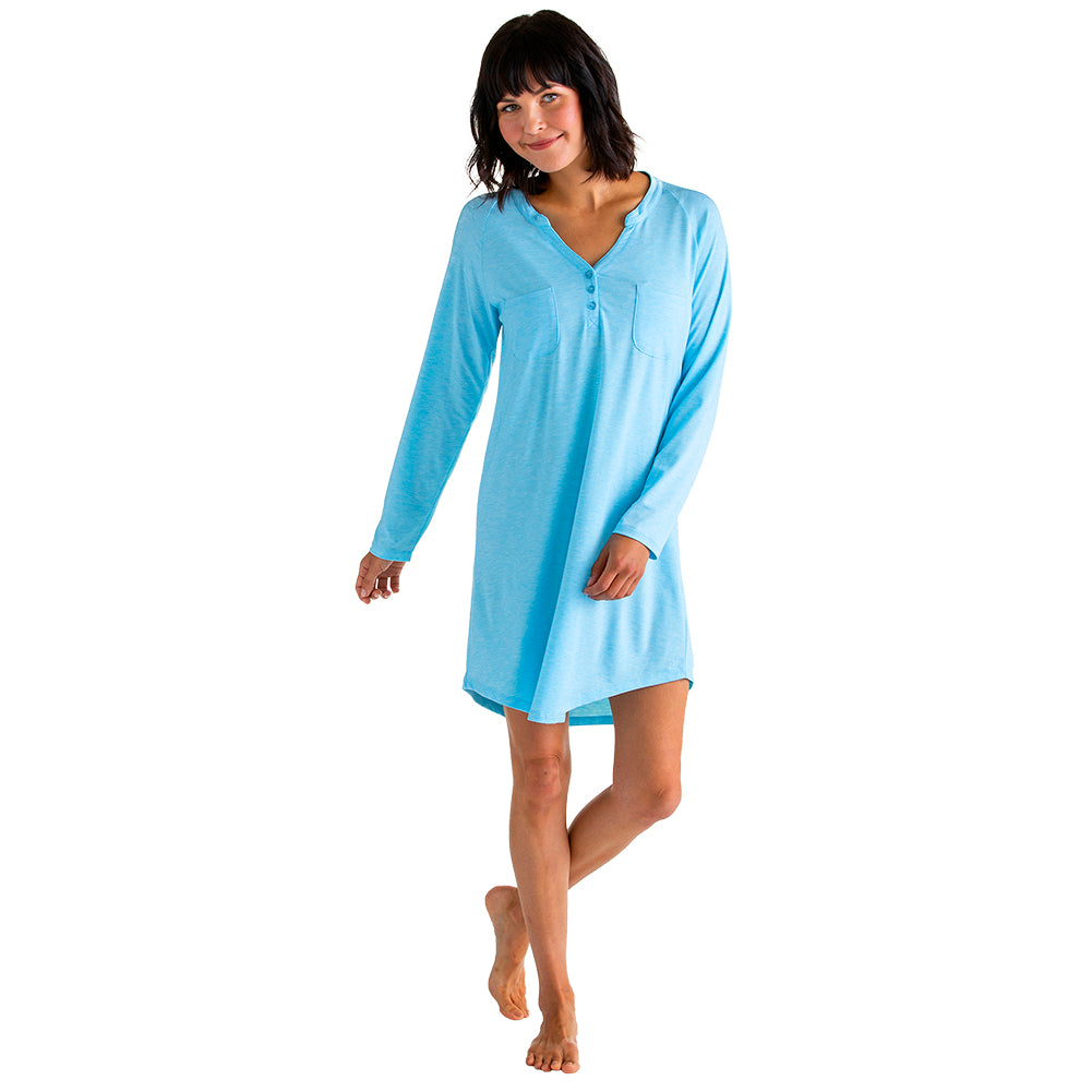 36" Double Patch Pocket Raglan Sleep Shirt Light Blue