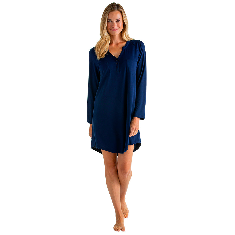36" Double Patch Pocket Raglan Sleep Shirt Navy