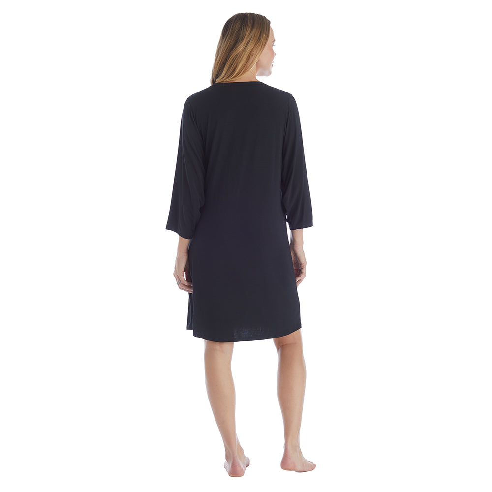 Cam - 36" 3/4 Sleeve Pocket Sleep Shirt Black