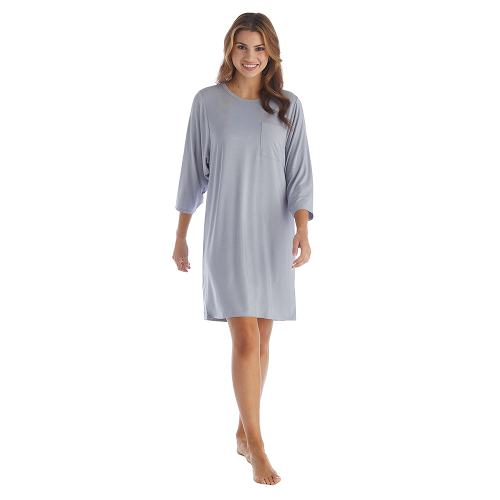 Cam - 36" 3/4 Sleeve Pocket Sleep Shirt Grey