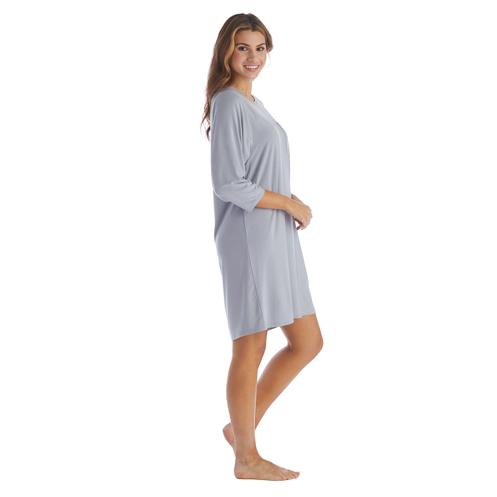 Cam - 36" 3/4 Sleeve Pocket Sleep Shirt Grey