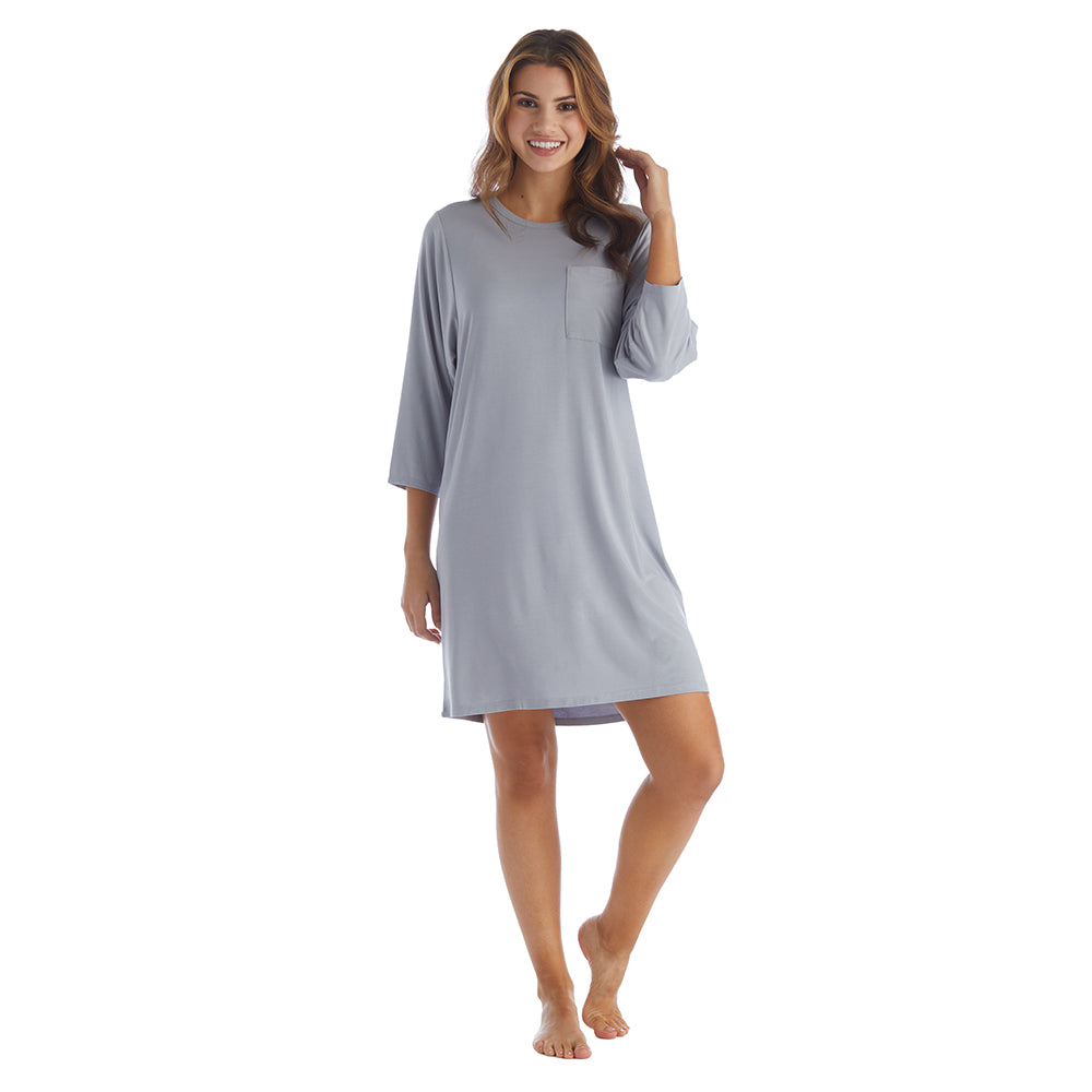 Cam - 36" 3/4 Sleeve Pocket Sleep Shirt Grey
