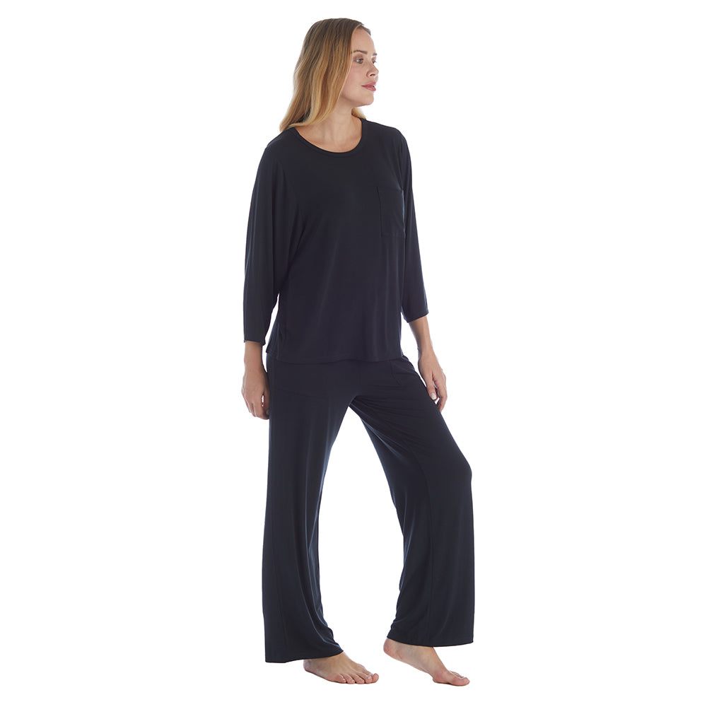 Cam - 3/4 Sleeve Pocket PJ Set Black