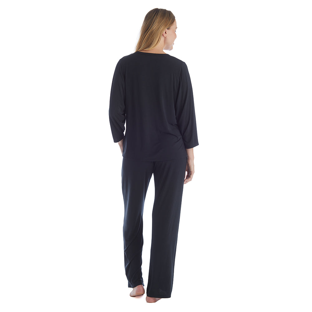 Cam - 3/4 Sleeve Pocket PJ Set Black