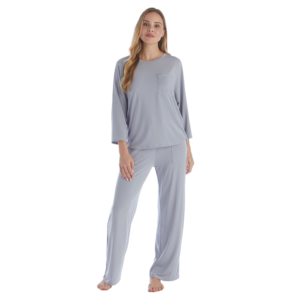 Cam - 3/4 Sleeve Pocket PJ Set Grey