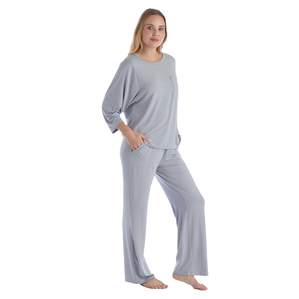 Cam - 3/4 Sleeve Pocket PJ Set Grey
