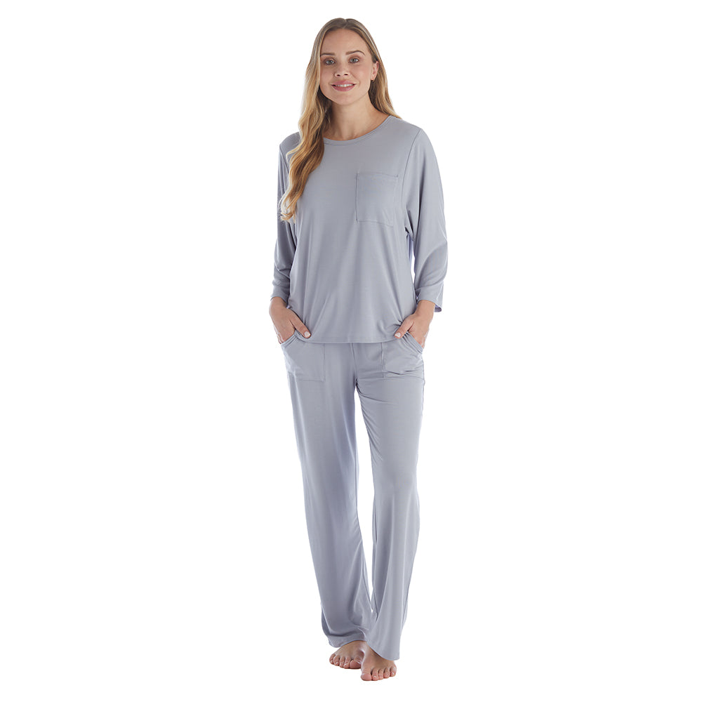 Cam - 3/4 Sleeve Pocket PJ Set Grey