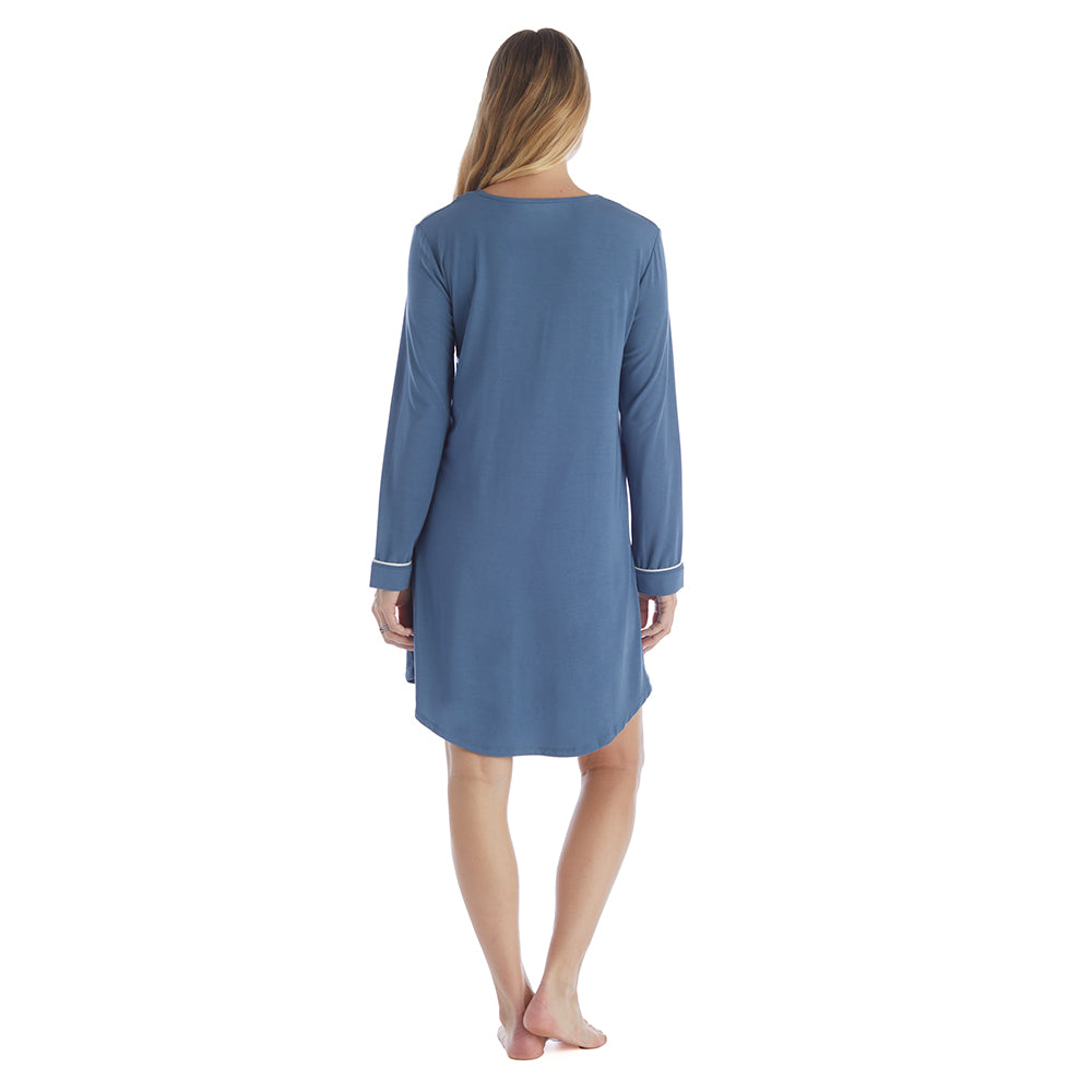 Taylor - 36" Long Sleeve Sleep Shirt with Contrast Trim Spring Lake