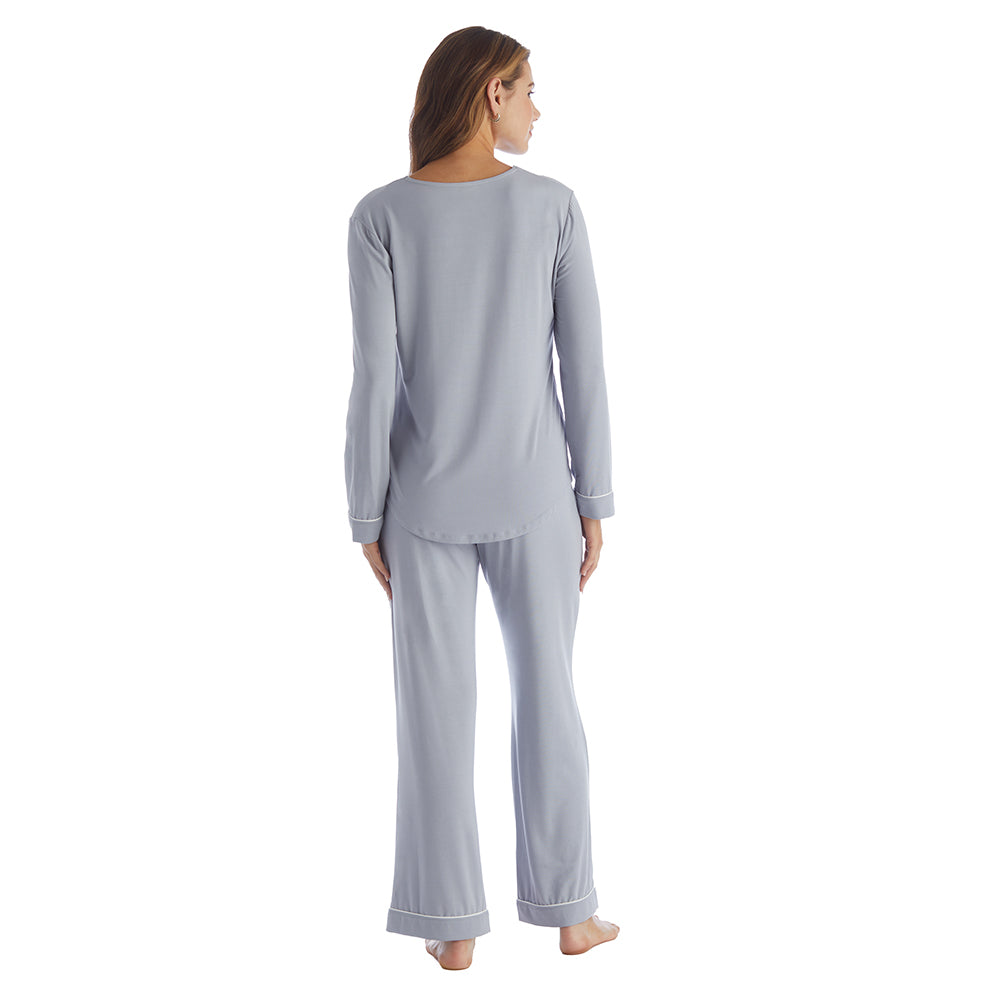 Taylor - Long Sleeve Ankle PJ Set with Contrast Trim Grey