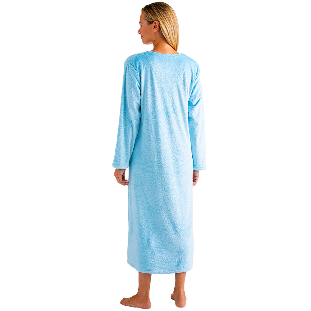 Floral Embossed Serenity Zip Robe Lt. Blue
