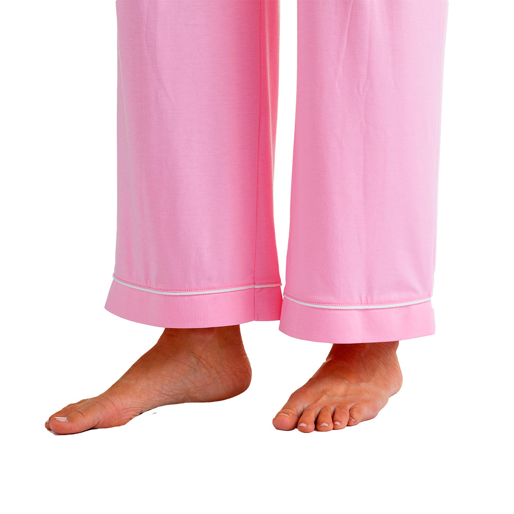 Long Sleeve Sleeper with Contrast Piping Light Pink