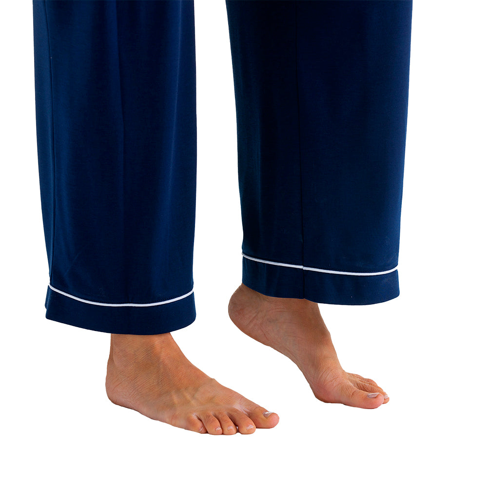 Long Sleeve Sleeper with Contrast Piping Navy