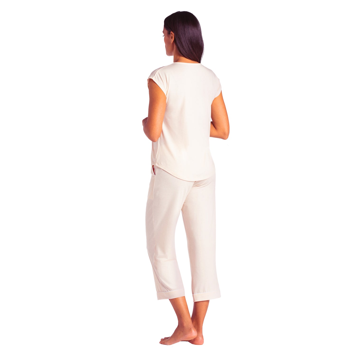 Piper - Cap Sleeve Capri-Length PJ Set with Contrast Piping Buttercream