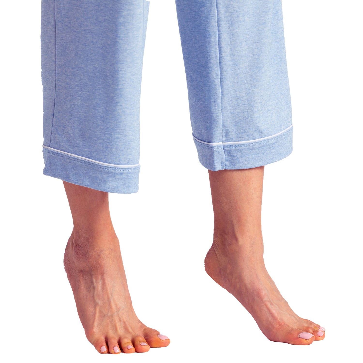 Piper - Cap Sleeve Capri-Length PJ Set with Contrast Piping Sky Blue