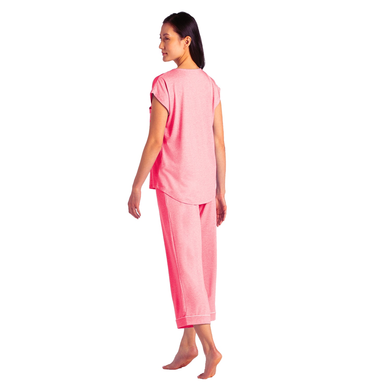 Piper - Cap Sleeve Capri-Length PJ Set with Contrast Piping Strawberry