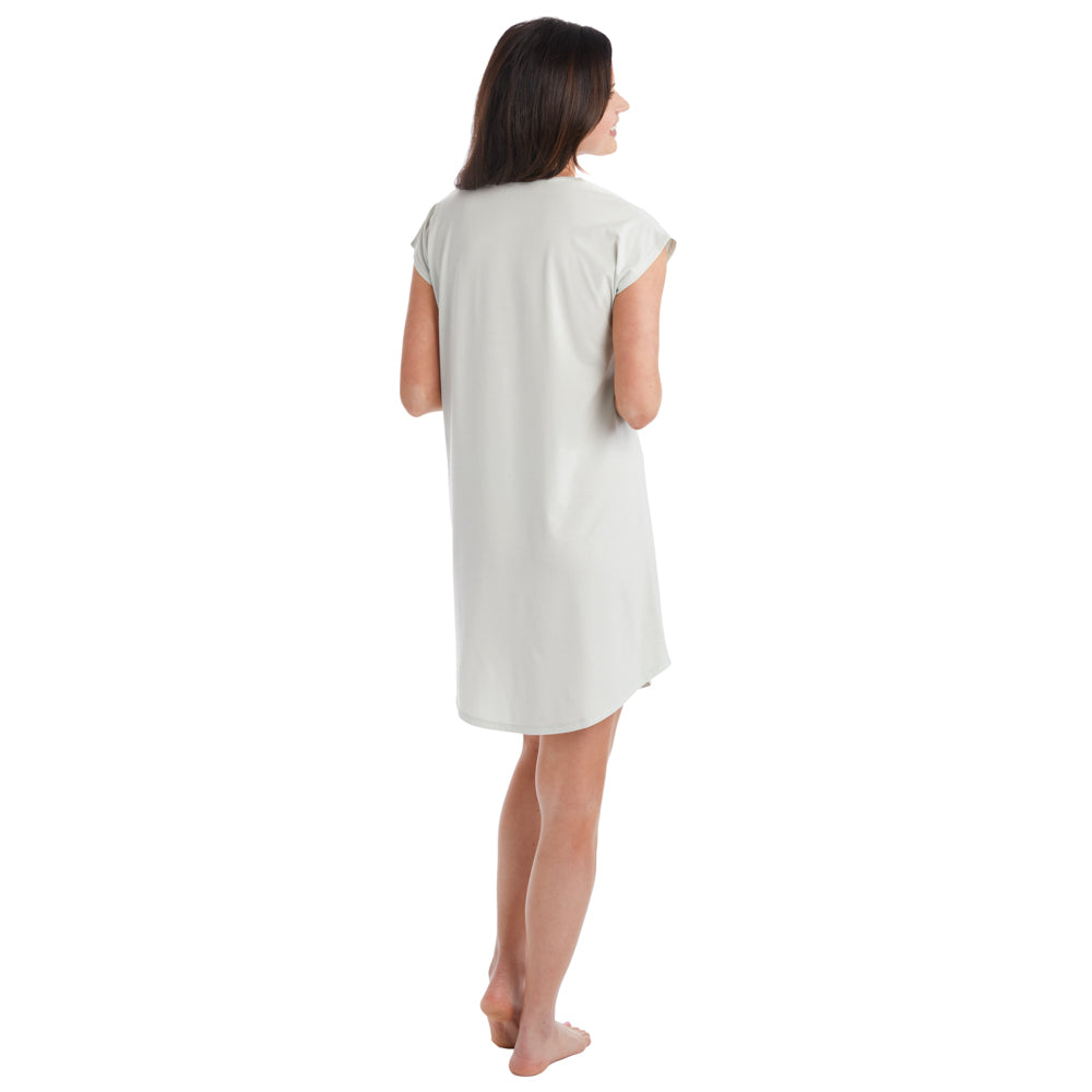 Piper - 36" Cap Sleeve V-Neck Sleep Shirt with Contrast Piping Sage