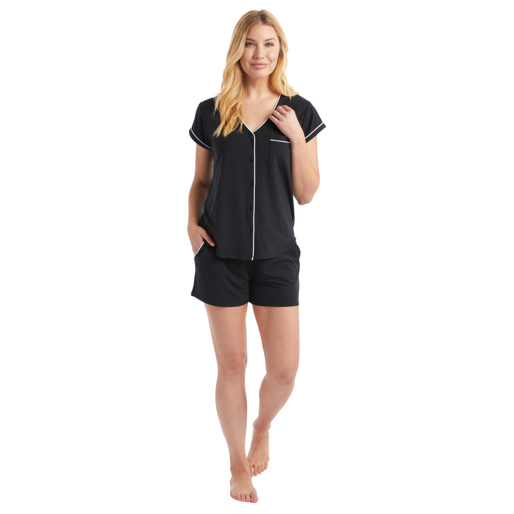 Piper - Cap Sleeve Short PJ Set Black