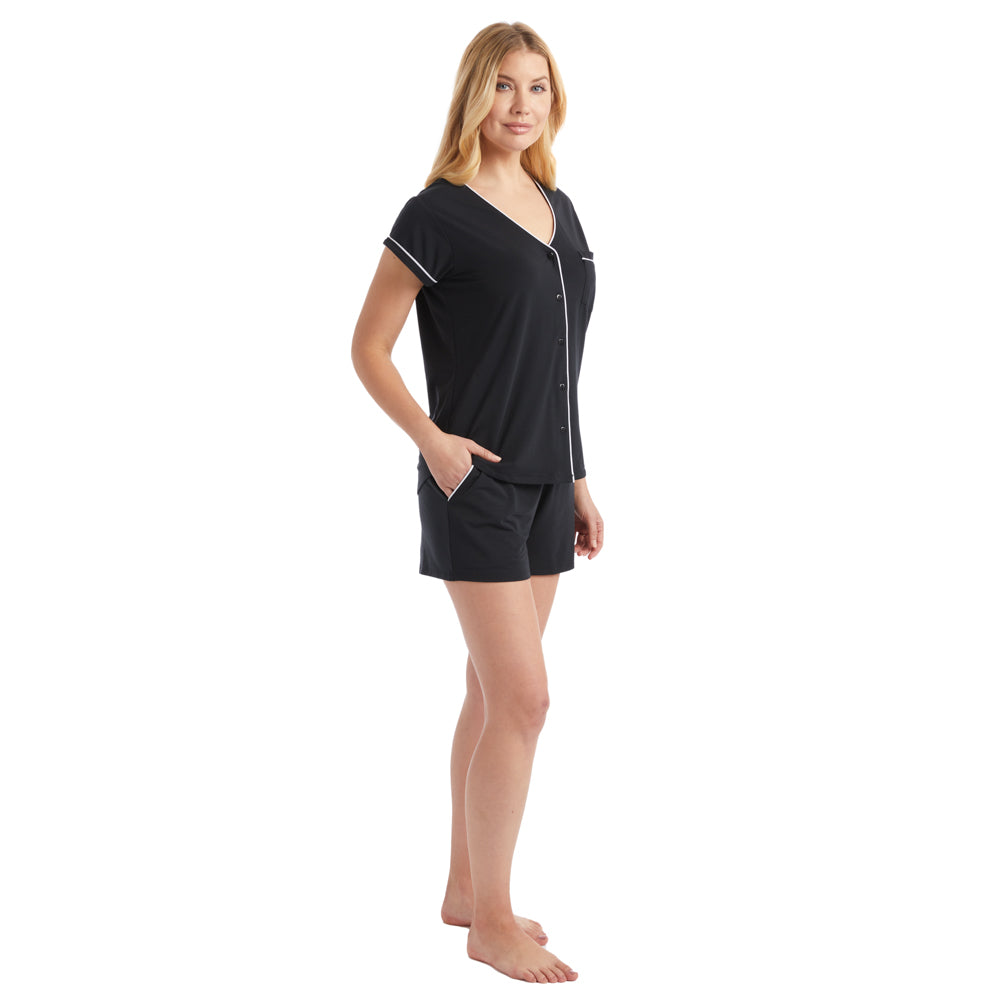 Piper - Cap Sleeve Short PJ Set Black