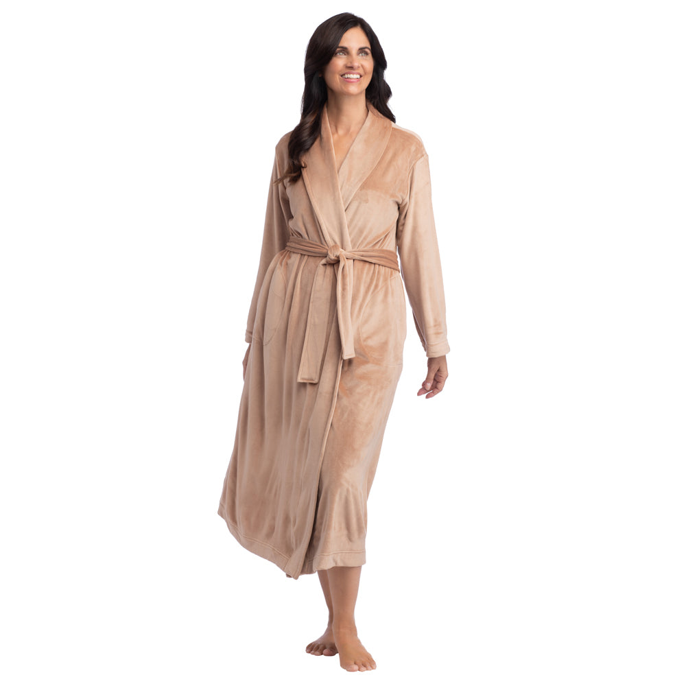 48" Feather Velour Shawl Collar Robe Birch