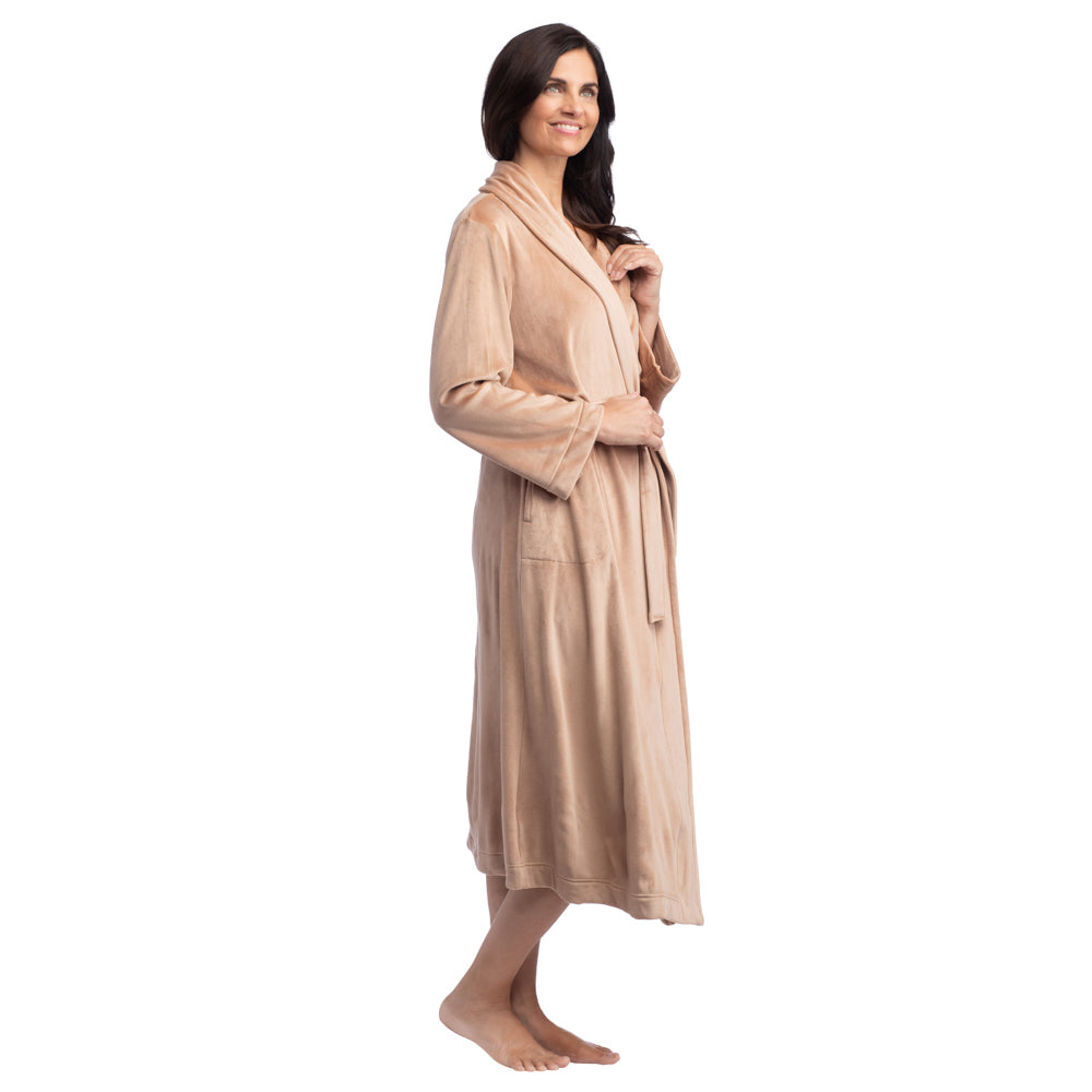 48" Feather Velour Shawl Collar Robe Birch
