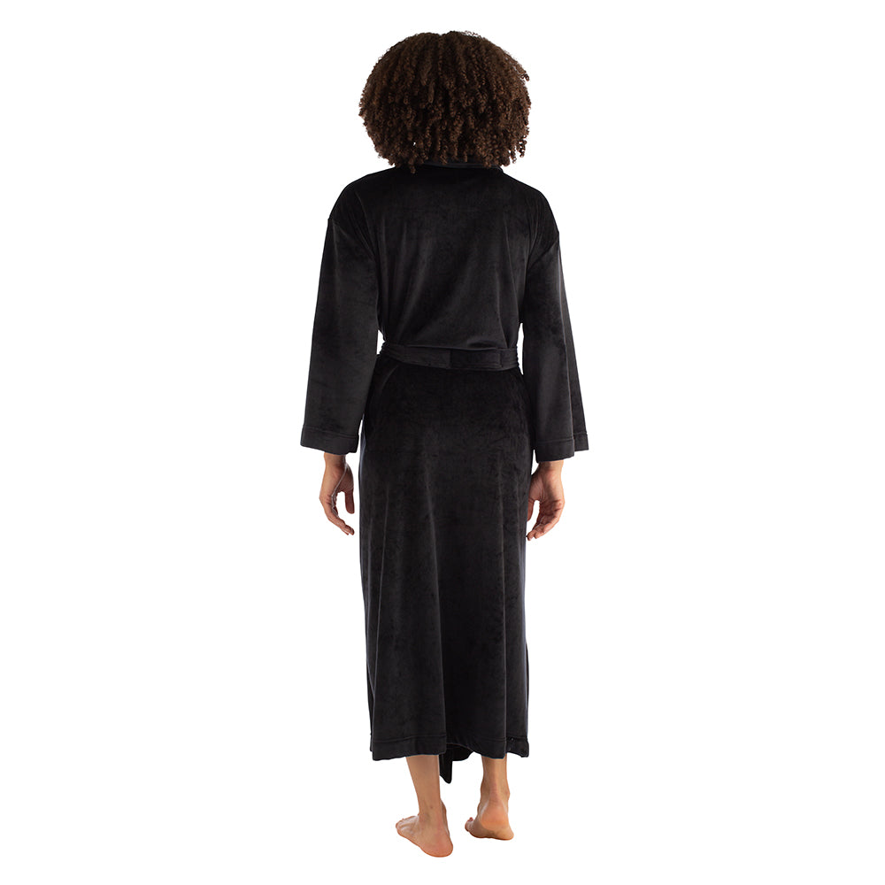48" Feather Velour Shawl Collar Robe Black