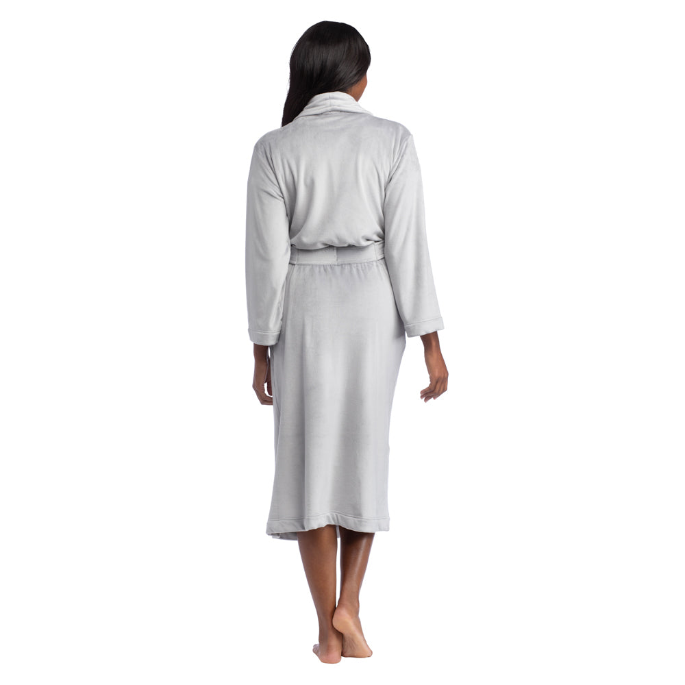 48" Feather Velour Shawl Collar Robe Grey