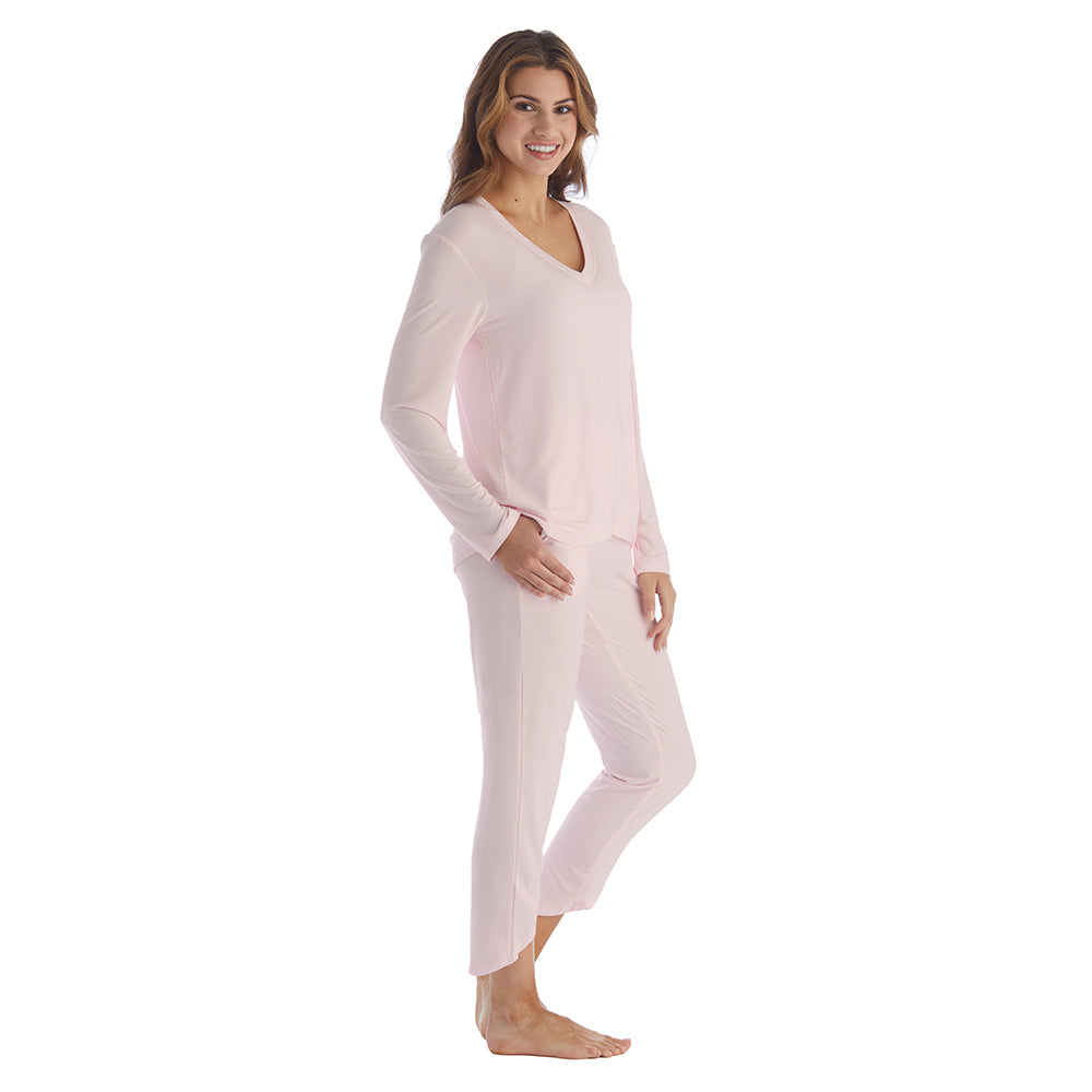 Amber - Long Sleeve Ankle PJ Set with Tulip Hem Blush Pink