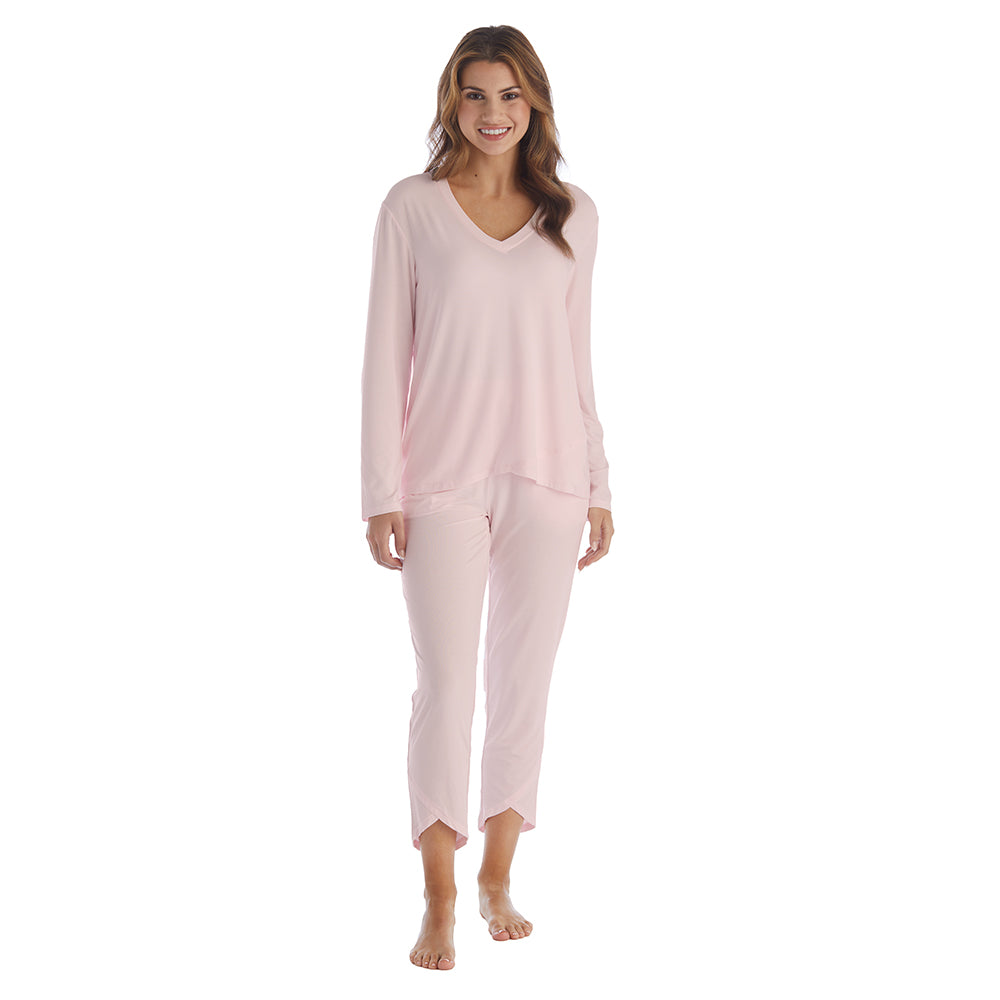 Amber - Long Sleeve Ankle PJ Set with Tulip Hem Blush Pink