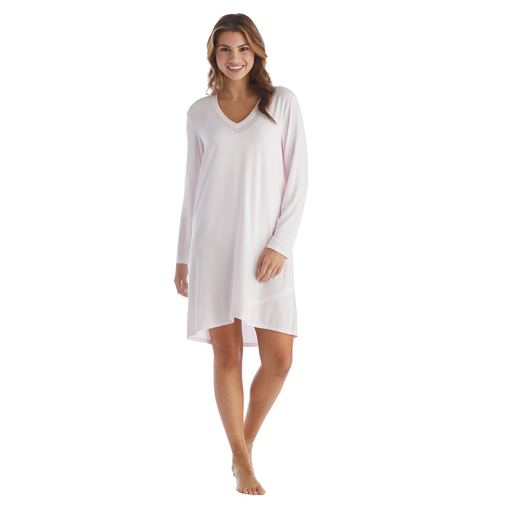 Amber - 36" Long Sleeve Sleep Shirt with Tulip Hem Blush Pink