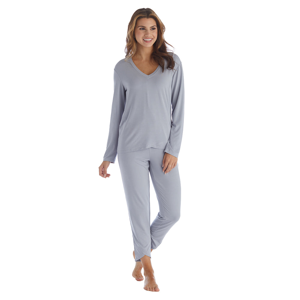 Amber - Long Sleeve Ankle PJ Set with Tulip Hem Grey