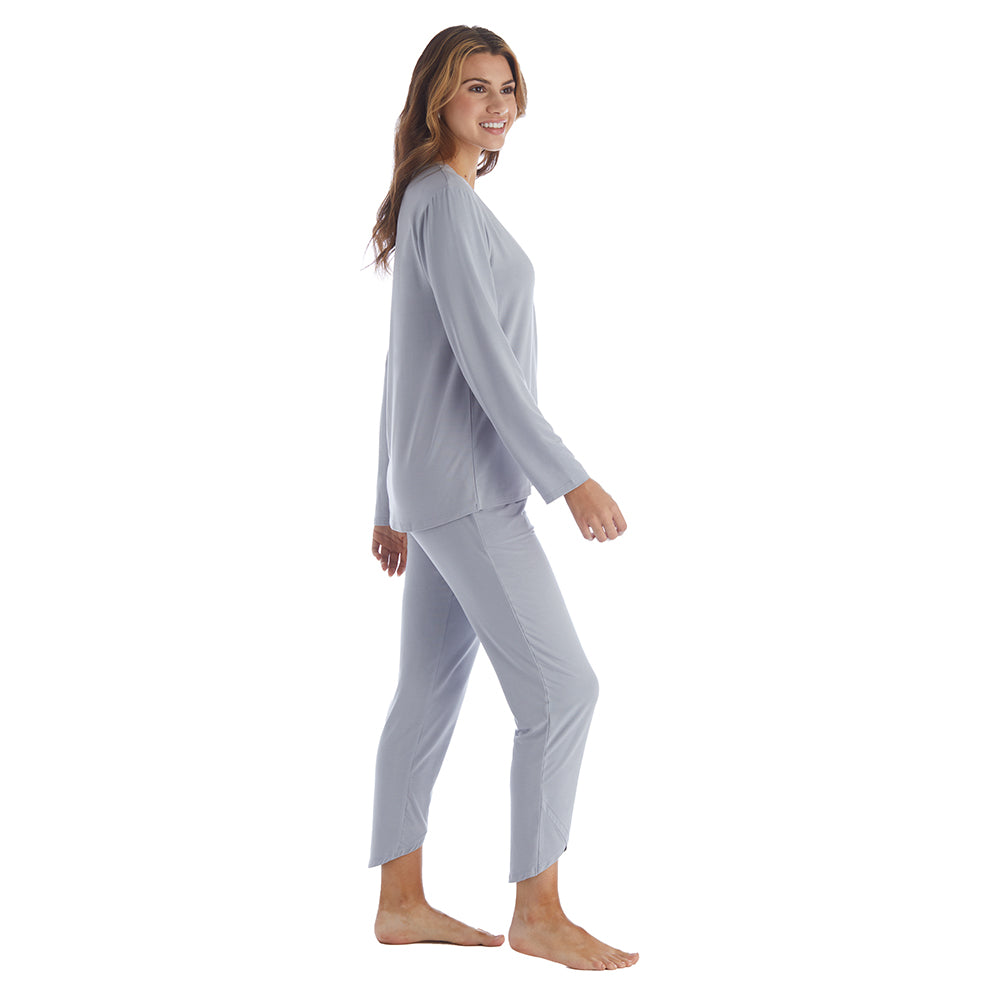 Amber - Long Sleeve Ankle PJ Set with Tulip Hem Grey