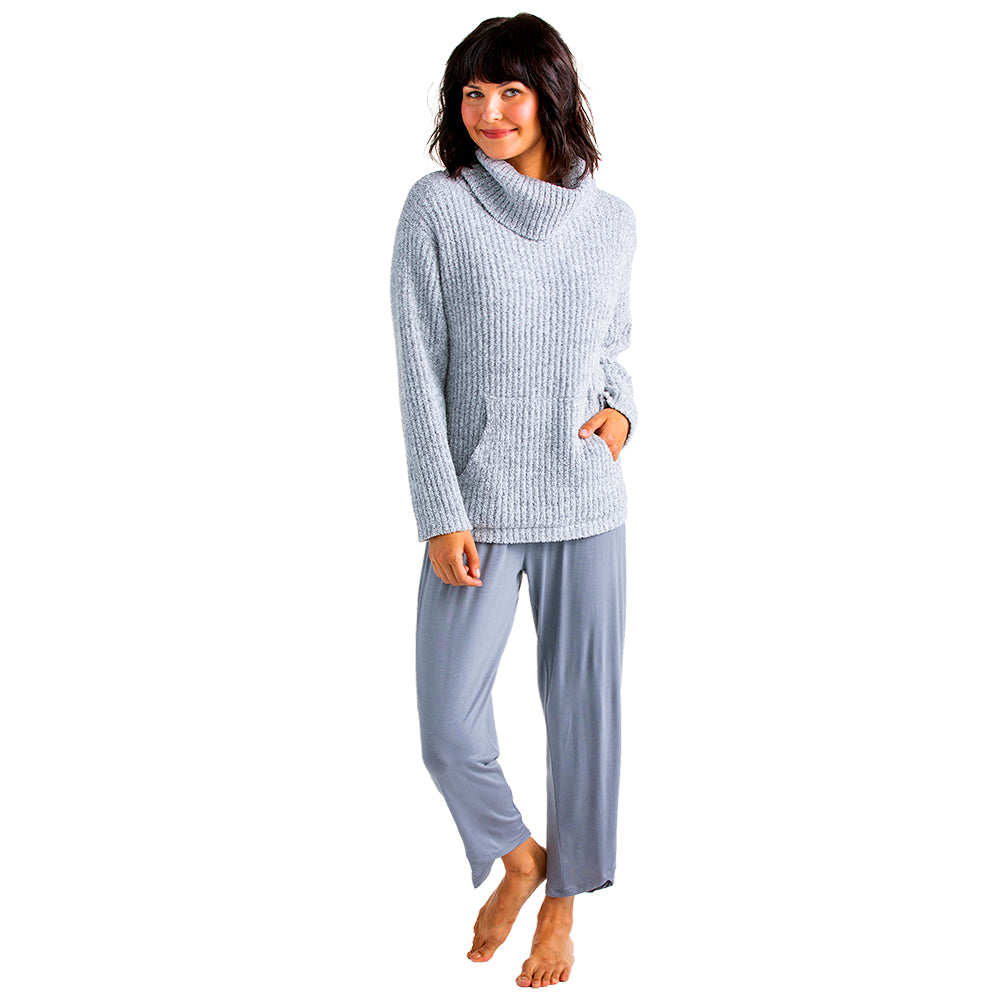 Marshmallow Slouch Turtleneck 2 Pc Lounge Set Grey